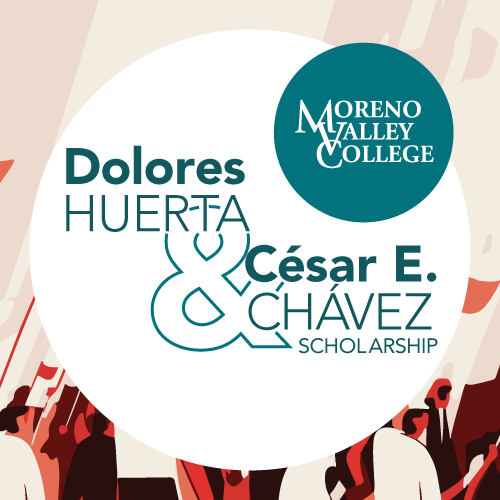 Dolores Huerta and Cesar Chavez Scholarship Breakfast headline over abstract design
