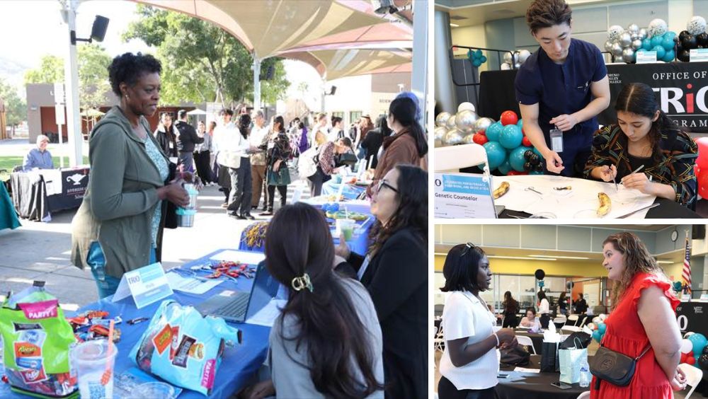 Students and campus leaders visit information tables at the mediGOAL conference.