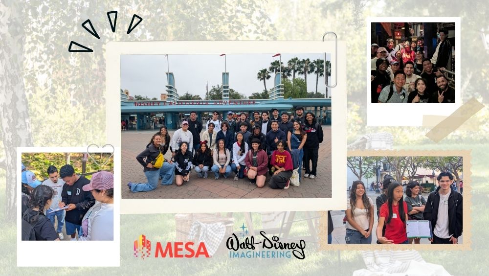 Collage of photos from MESA program trip to Disneyland Imagination Campus