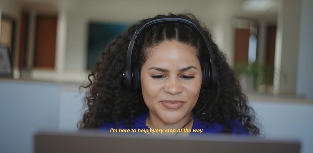 Video thumbnail of a woman answering a Care Solance support call
